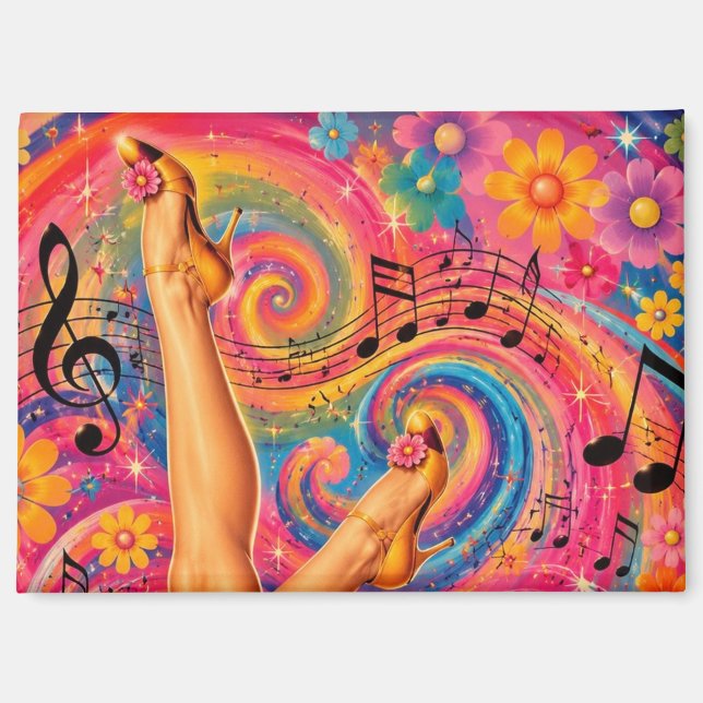 Absatz Musik Blumen Farbstrudel Magnet (Vorderseite)