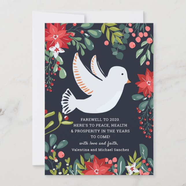 Abschied von der White Dove Floral Weihnachtskarte (Vorderseite)