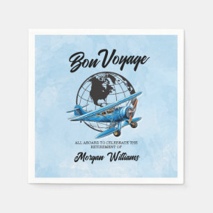 Abschiedsparty Bon Voyage Reise Globus Flugzeug Serviette