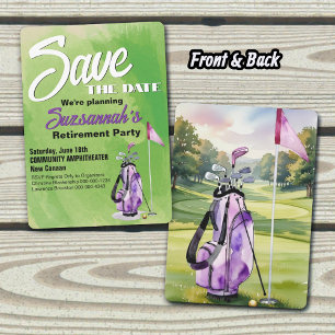 Abschiedsparty Termin vormerken Aquarell Golfbag Save The Date
