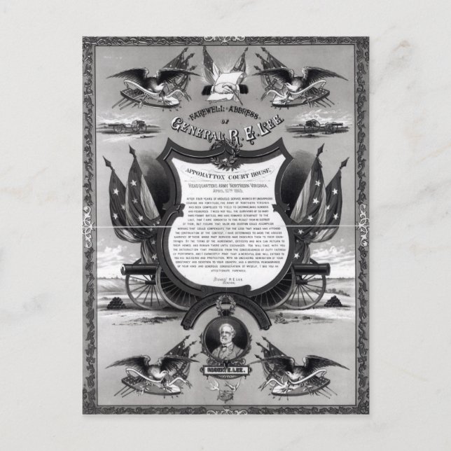 Abschiedsrede von General Robert E. Lee Postkarte (Vorderseite)