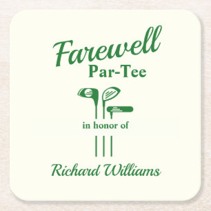 Abschiedsruhestand Golf Clubs Themenparkplatz Par Rechteckiger Pappuntersetzer