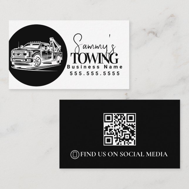 Abschleppdienst QR-Code-Logo Visitenkarte (Vorne/Hinten)