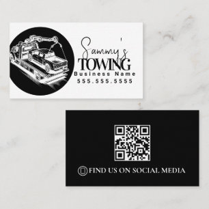 Abschleppdienst QR Code Schwarz-Weiß Visitenkarte