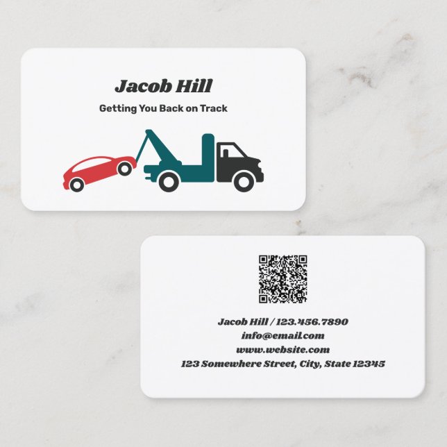 Abschleppwagen — kundenspezifischer QR Visitenkarte (Vorne/Hinten)
