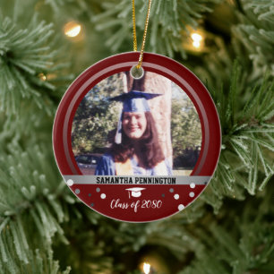 Abschluss 1 Foto Confetti Keepake Wein Keramik Ornament