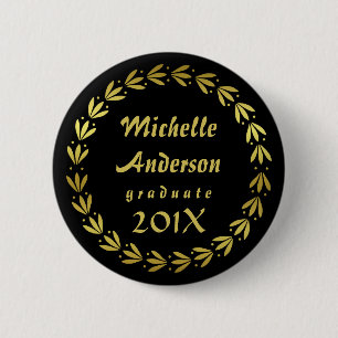 Abschluss 2020 Schwarz  Gold Laurel Wrether Custom Button