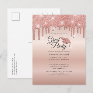 Abschluss 2022 Script Rose Gold Modern Grad Party Einladungspostkarte