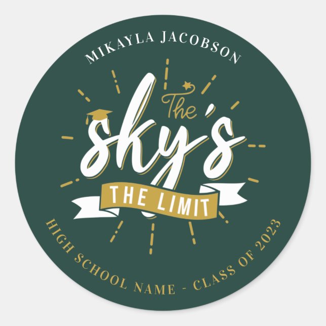 Abschluss 2023 The Sky's The Limit Graduate Gag Runder Aufkleber (Vorderseite)