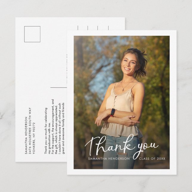 Abschluss 2024 Foto Script Vielen Dank Postkarte (Vorne/Hinten)