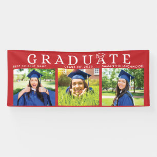 Abschluss 2024 Grad Fotos Rotes Party Dekor Banner