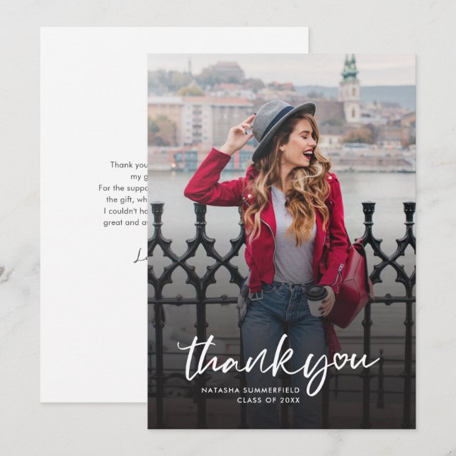 Abschluss 2024 Grand Foto Script Vielen Dank Einladung (Vorne/Hinten)