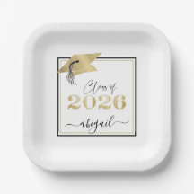 Abschluss 2024 Imitate Metallic Gold Cap Black