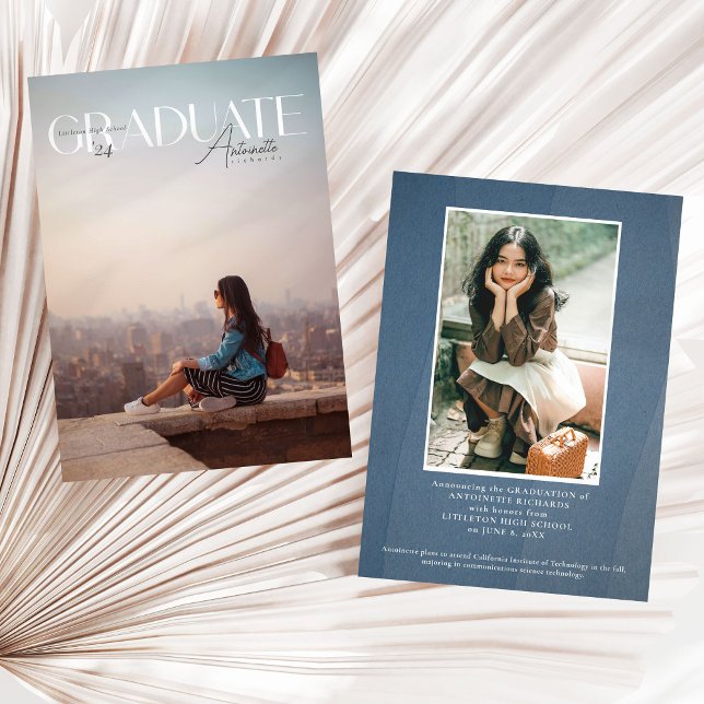 Abschluss 2024 Magazine Foto Cover Grad Ankündigung (Magazine Graduation announcement full photo )