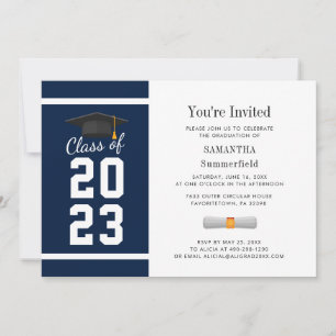 Abschluss 2024 Navy Blue Grad Foto Party Einladung
