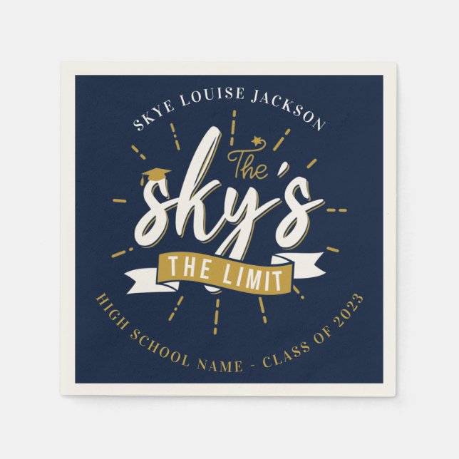Abschluss 2024 Navy Blue Grad Party Paper Serviette (Vorderseite)