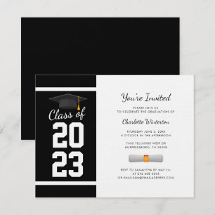 Abschluss 2024 Schwarze Typografie Party Einladung