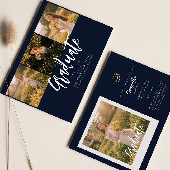 Abschluss 2025 - Ankündigung von Fotosammlungen (Graduation 2024 Announcement with 4 Photo Collage)