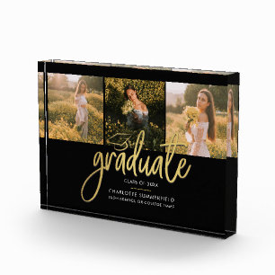 Abschluss 2025 Black Script Graduate Keepake Fotoblock