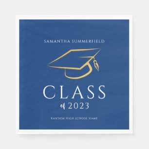 Abschluss 2025 Blue Gold Cap Grad Party Paper Serviette