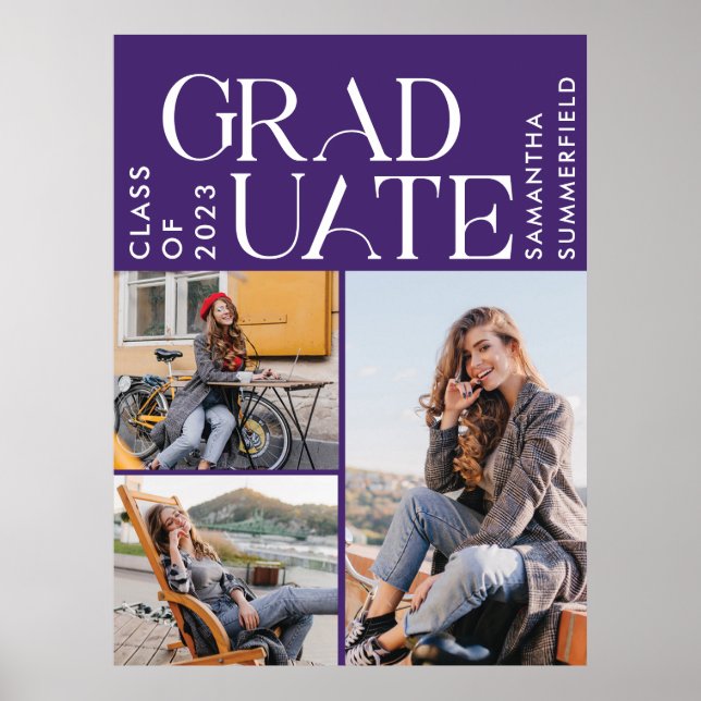 Abschluss 2025 Foto Collage Lila Graduate Poster (Vorne)