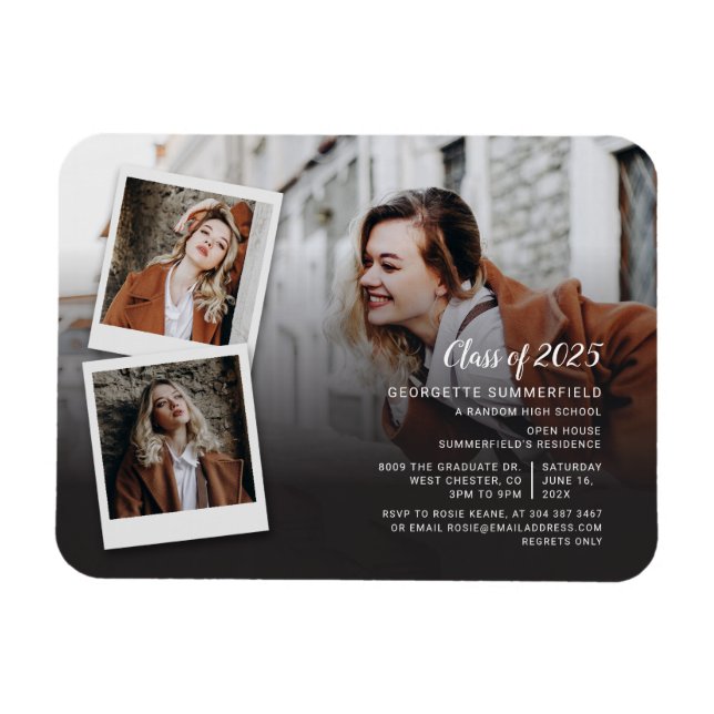 Abschluss 2025 Foto Collage Party Einladung Magnet (Horizontal)