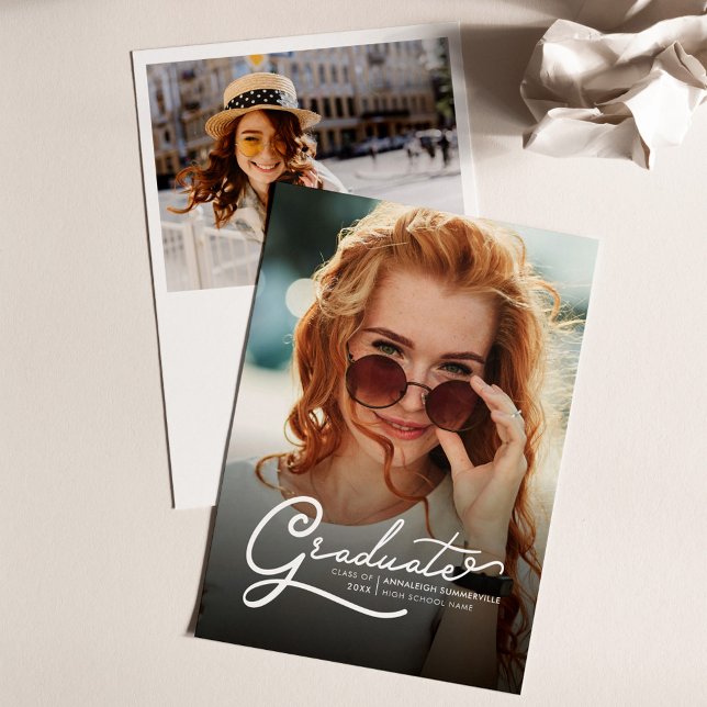 Abschluss 2025 Foto Grad Party Einladung (Graduation Modern Grad Photos Modern Announcement)