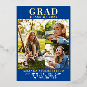 Abschluss 2025 Foto Grad Party Gold Folieneinladung