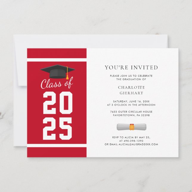 Abschluss 2025 Foto Minimalistisch Grad Party Einladung (Vorderseite)