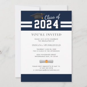 Abschluss 2025 Foto Navy Blue Graduate Party Einladung