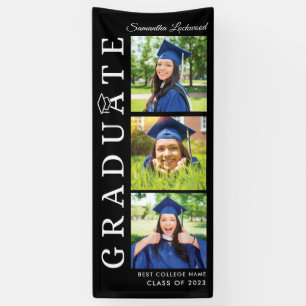 Abschluss 2025 FotoCollage Black and White Grad Banner