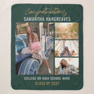 Abschluss 2025 FotoCollage Modern Grad Green Sherpadecke