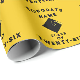 Abschluss 2025 Gelbes Geschenk Geschenkpapier