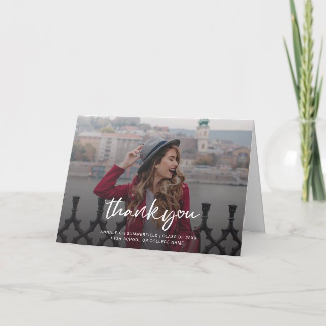 Abschluss 2025 Grad Foto Script Dankeskarte (Vorderseite)