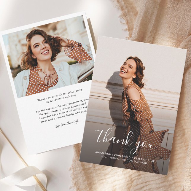 Abschluss 2025 Grad Fotos Dankeskarte (Graduation 2025 Grad Photos Thank You Card)