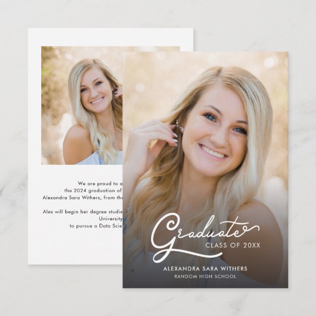 Abschluss 2025 Grad Fotos Skriptankündigung (Vorne/Hinten)