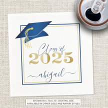Abschluss 2025 Imitats Metallic Blue Gold Script