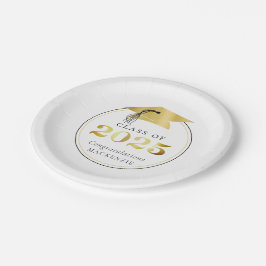 Abschluss 2025 Imitats Metallic Gold Personalisier Pappteller