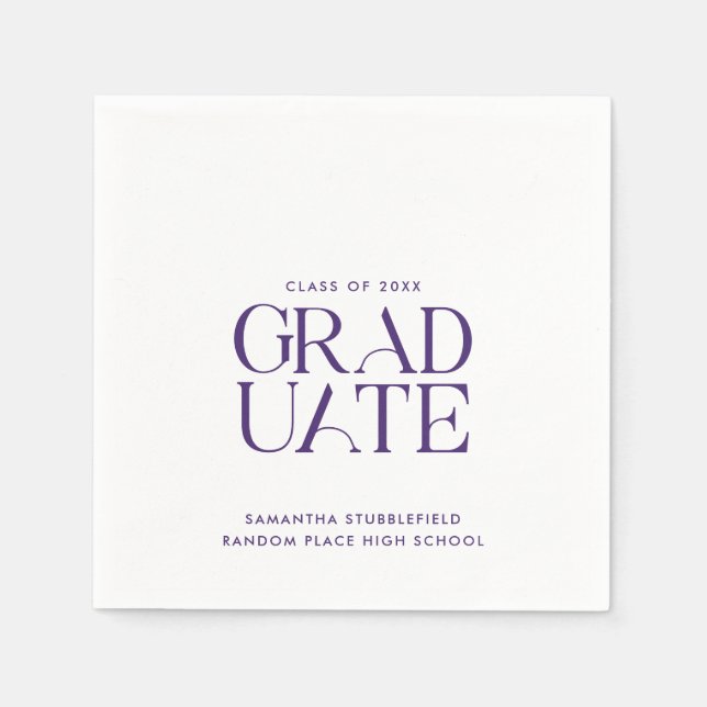Abschluss 2025 Lila Typografie-Party Serviette (Vorderseite)