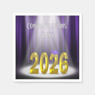 Abschluss 2025 Lila und Gold im Rampenlicht Serviette