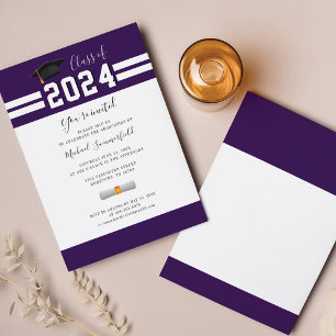 Abschluss 2025 Lila Weißes Minimalistisches Party Einladung