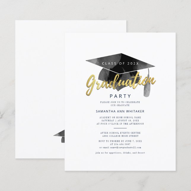 Abschluss 2025 Minimalistische Grad Party Einladun (Vorne/Hinten)