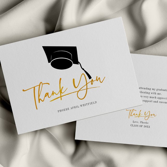 Abschluss 2025 Minimalistisches Script Dankeschön  Mitteilungskarte (Graduation Cap Minimalist Thank You Card)