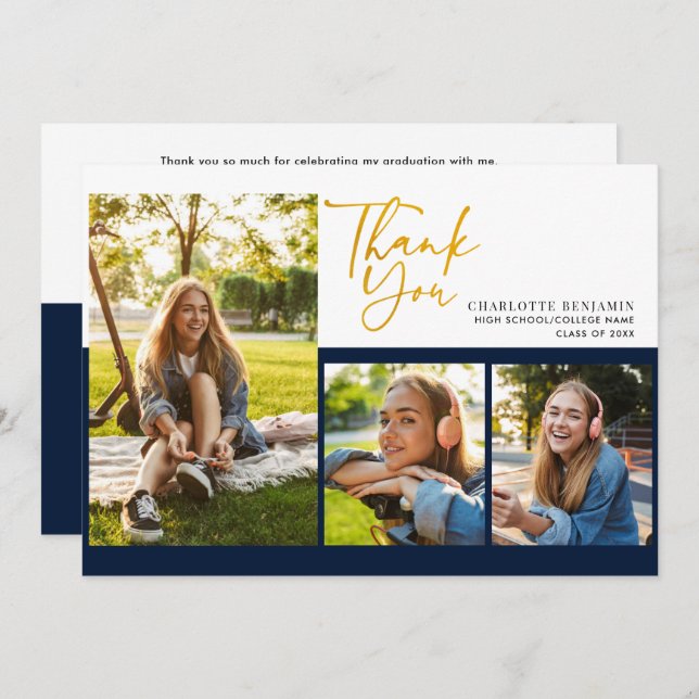 Abschluss 2025 Moderne Script Graduate Vielen Dank Ankündigung (Vorne/Hinten)