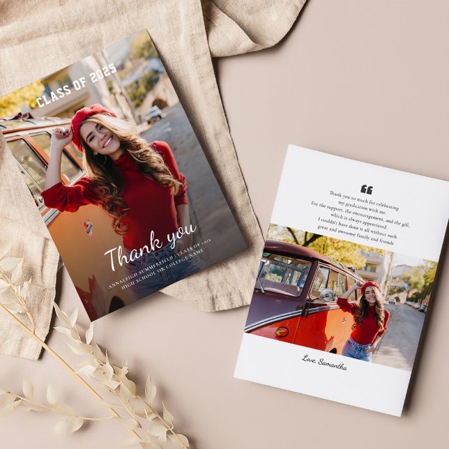 Abschluss 2025 Modernes Grad Foto Dankeskarte (Graduation 2025 Modern Grad Photo Thank You Card)