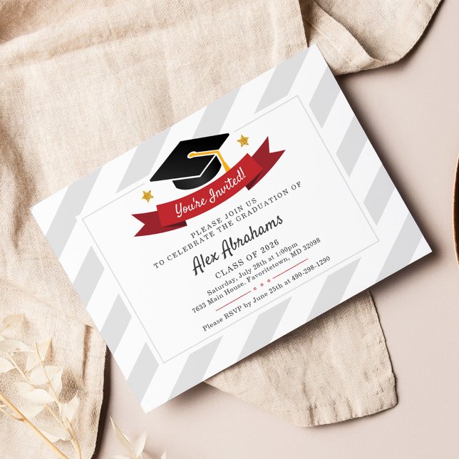 Abschluss 2025 Modernes Typografie Grad Party Einladung (Graduation Cap 2024 Modern Party Invitation)