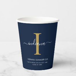Abschluss 2025 Monogramm Skriptname Grad Party Pappbecher