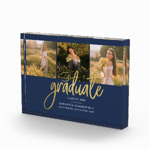 Abschluss 2025 Navy Blue Grad Keepake Fotoblock