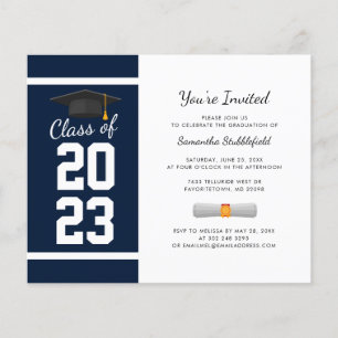 Abschluss 2025 Navy Blue Grad Party Einladung