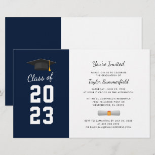Abschluss 2025 Navy Blue Grad Party Einladung